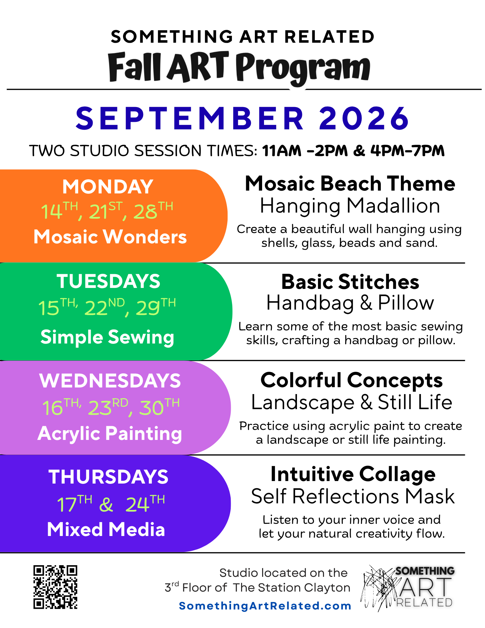 September Art Classes in Clayton, North Carolina